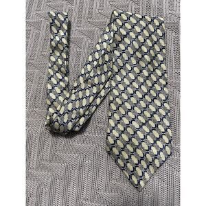 Vintage Henri Christian cream geometric print silk tie
